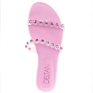 Deltan Hollie Scallop Women’s Rhinestone Embellished Slides Sandals, Size 8.5